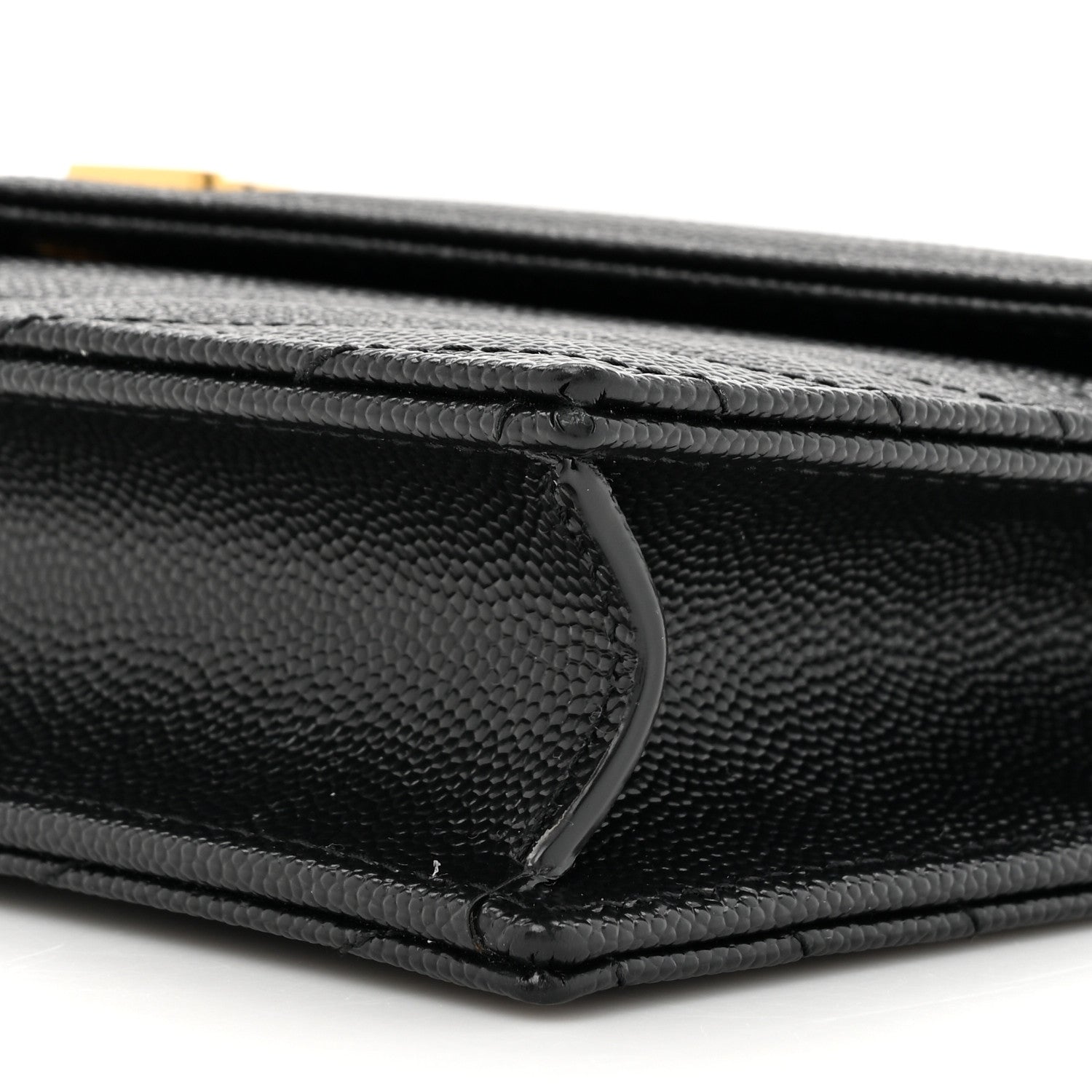 Saint Laurent Grain De Poudre Matelasse Chevron Monogram Envelope Chain Wallet Black 8 of 10