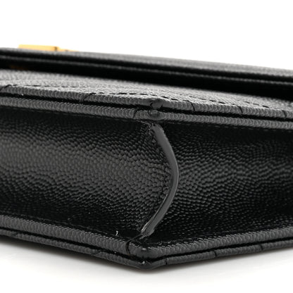 Saint Laurent Grain De Poudre Matelasse Chevron Monogram Envelope Chain Wallet Black 8 of 10