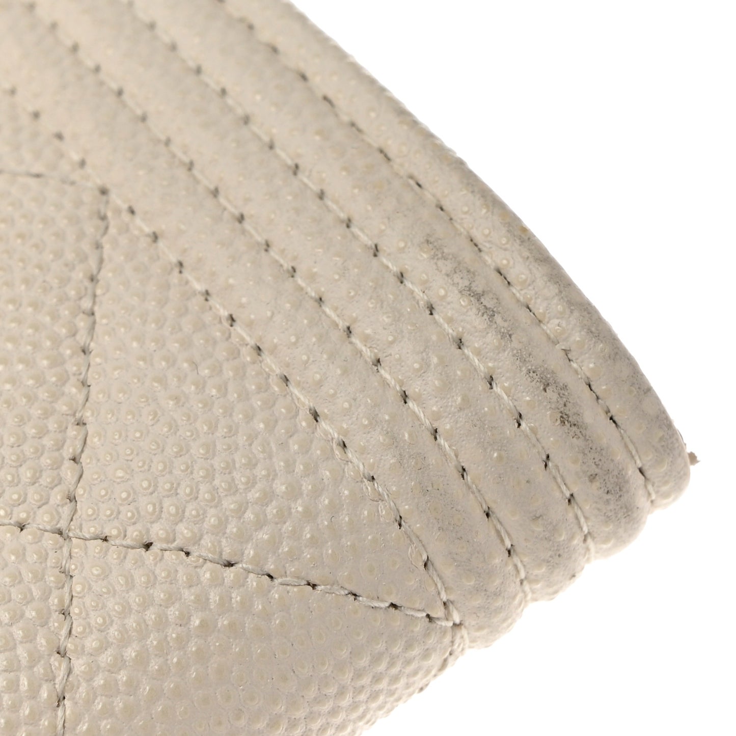 Caviar Quilted Large Boy Gusset Flap Wallet White