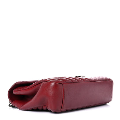 Saint Laurent Sheepskin Matelasse Chevron Large College Monogram Satchel Oxblood 5 of 26