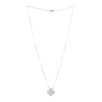 Van Cleef & Arpels 18K White Gold Mother of Pearl Vintage Alhambra Pendant Necklace 3 of 7