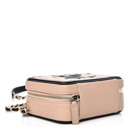Chanel Caviar Quilted CC Filigree Vanity Clutch With Chain Beige Black 3 of 10