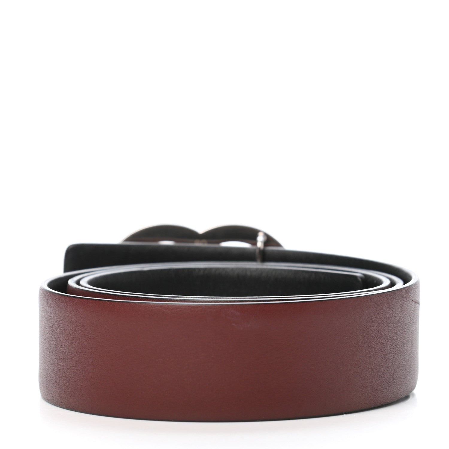 Chanel Calfskin CC Reversible Belt 80 32 Black Burgundy 2 of 5