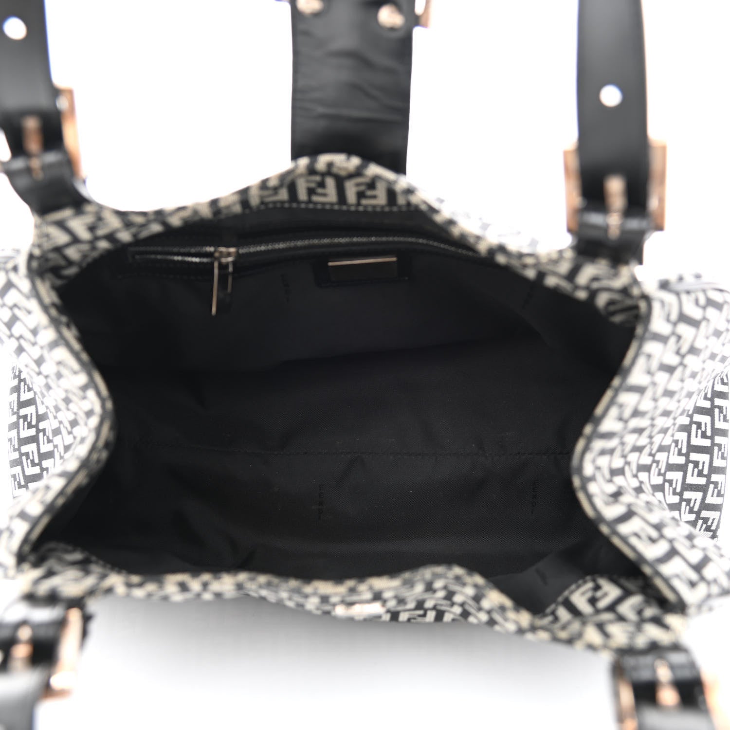 Fendi Zucchino Shoulder Bag Black White 5 of 13