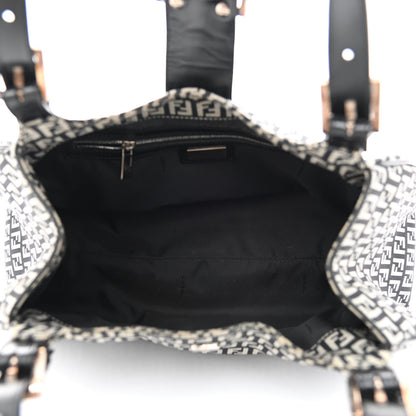 Fendi Zucchino Shoulder Bag Black White 5 of 13