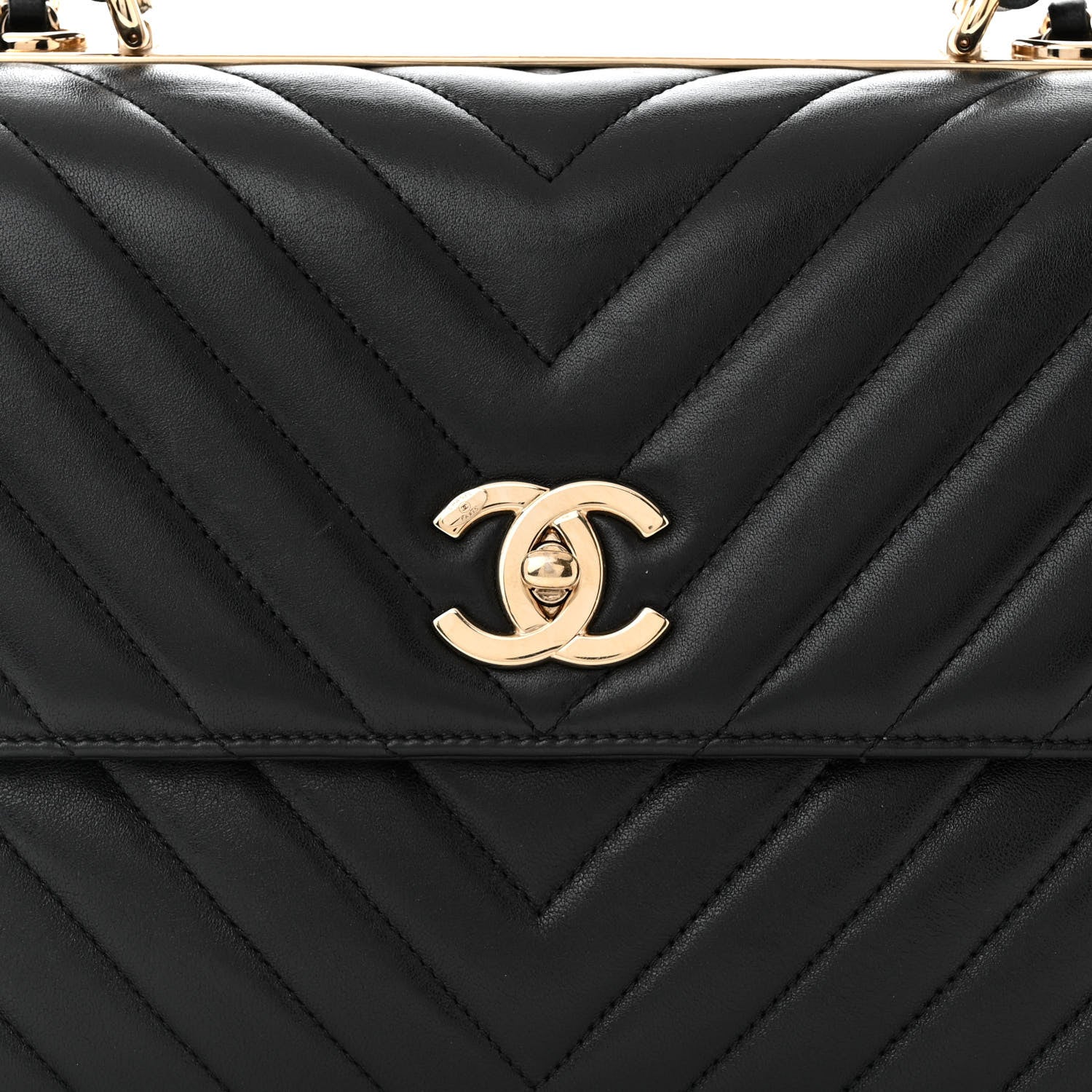 Chanel Lambskin Chevron Quilted Medium Trendy CC Dual Handle Flap Bag Black 8 of 11