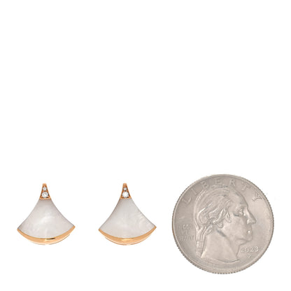 Bulgari 18K Rose Gold Diamond Mother of Pearl Divas' Dream Stud Earrings 2 of 5