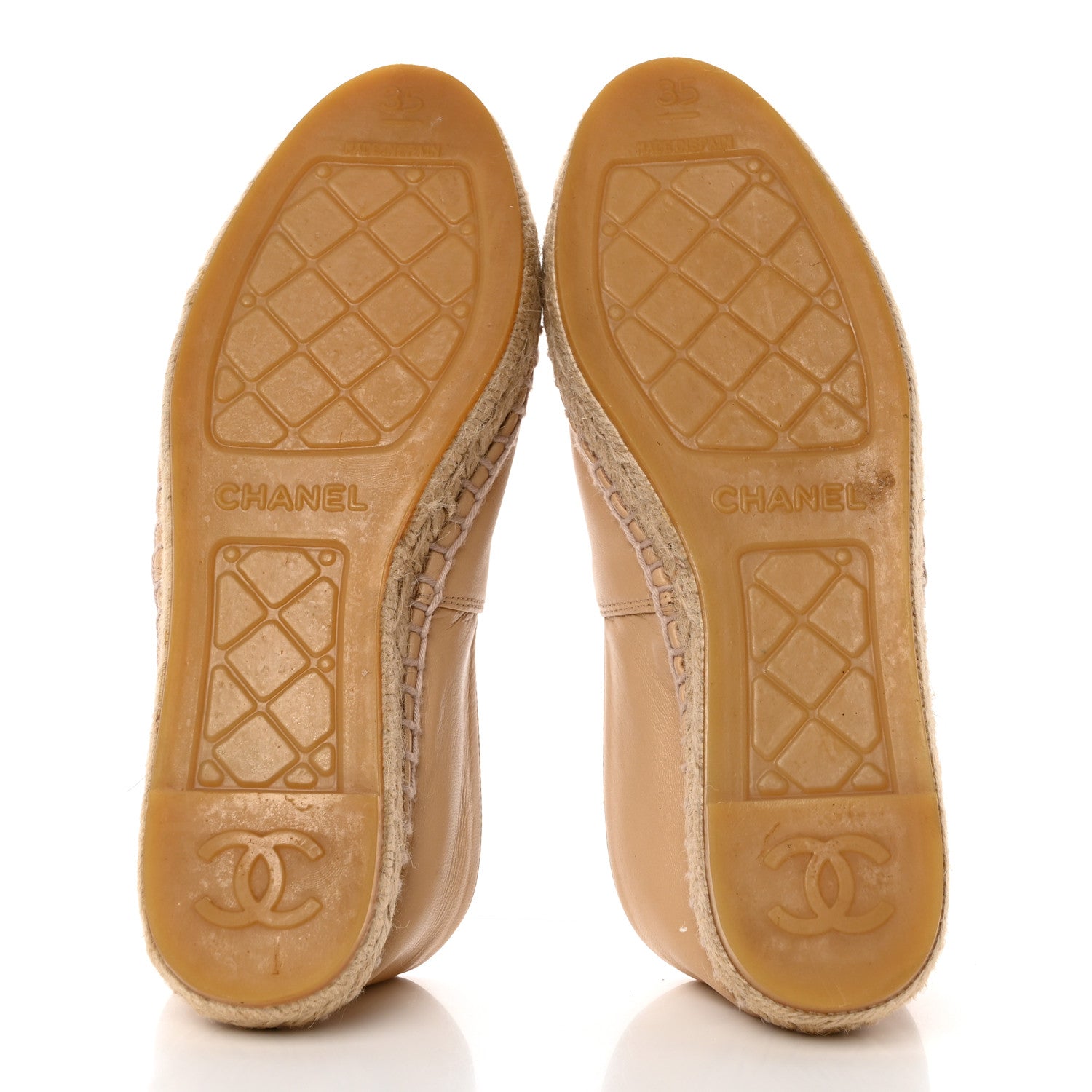 Chanel Lambskin CC Espadrilles 35 Beige Black 5 of 10