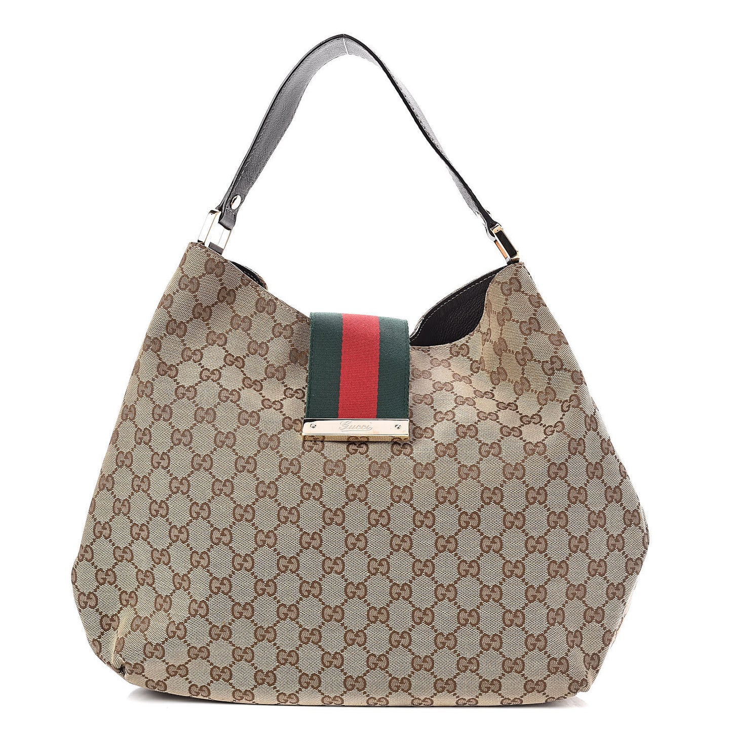 Monogram Large New Ladies Web Hobo Dark Brown
