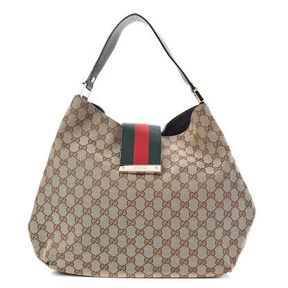 Gucci Monogram Large New Ladies Web Hobo Dark Brown 1 of 11