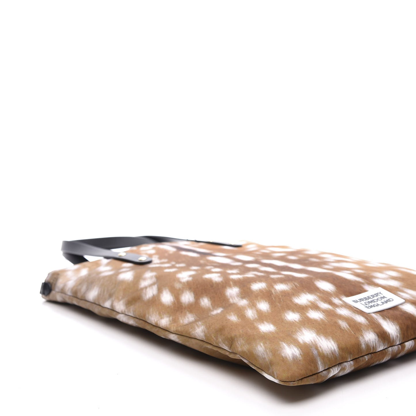 Nylon Deer Print Flat Tote Bag Black Brown