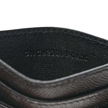 Saint Laurent Grain De Poudre Matelasse Chevron Monogram Credit Card Case Black 7 of 8