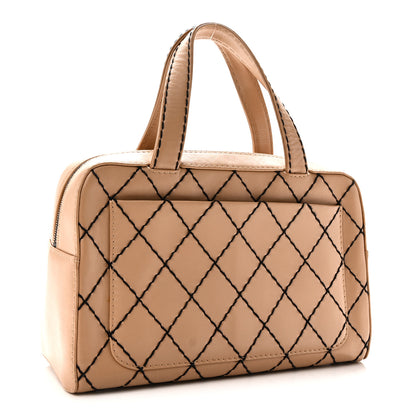Chanel Calfskin Wild Stitch Top Handle Bag Beige 3 of 10