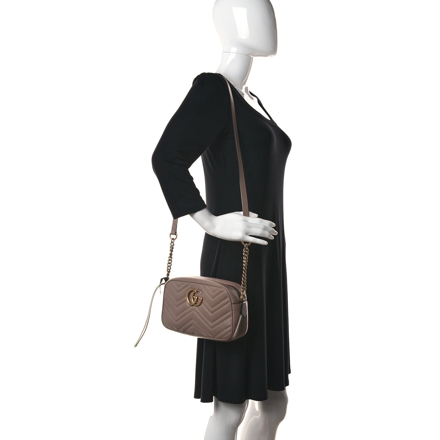 Gucci Calfskin Matelasse Small GG Marmont Chain Shoulder Bag Porcelain Rose 2 of 11