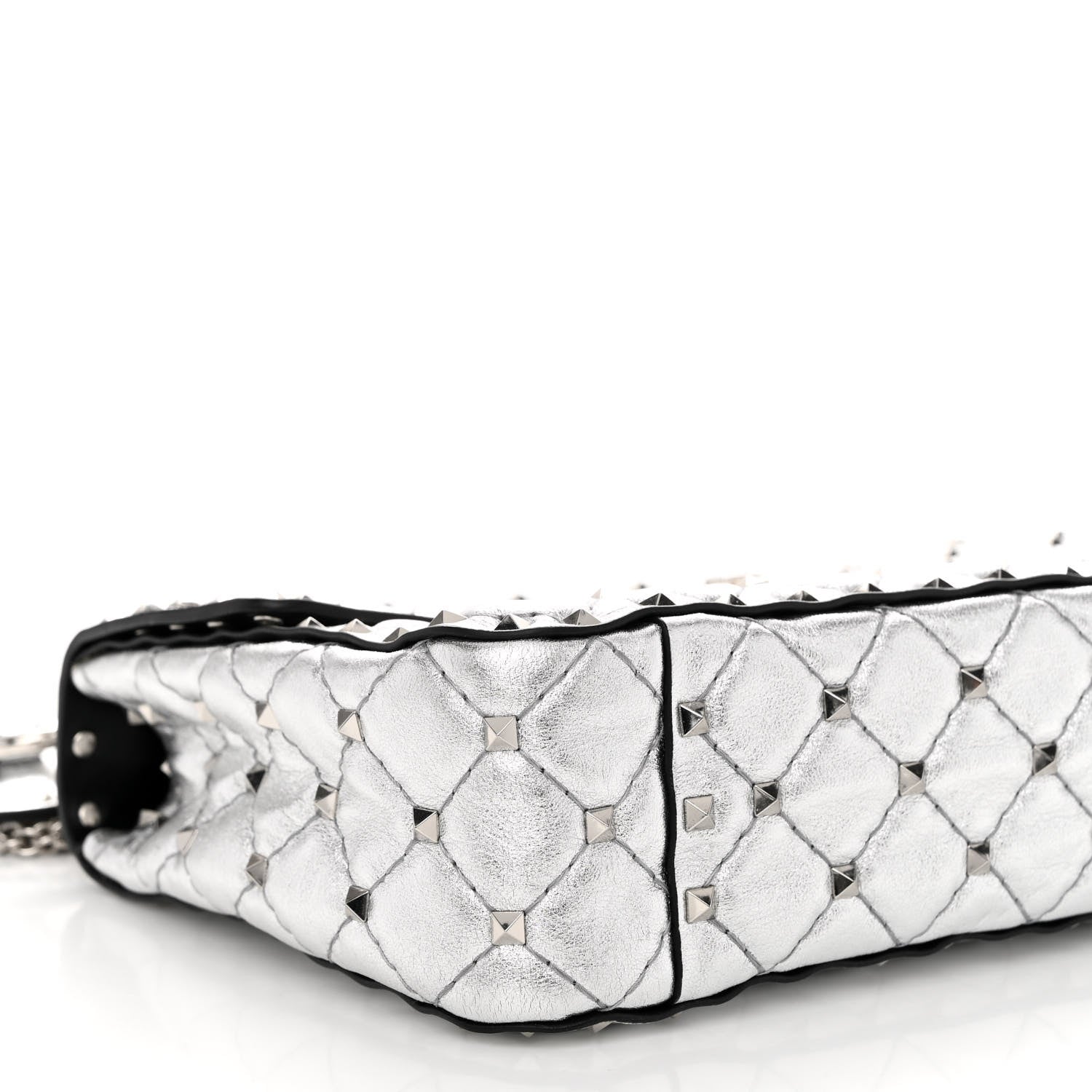 Valentino Garavani Metallic Nappa Medium Rockstud Spike Shoulder Bag Silver 8 of 9