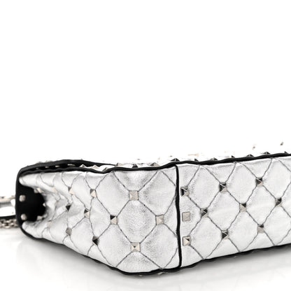 Valentino Garavani Metallic Nappa Medium Rockstud Spike Shoulder Bag Silver 8 of 9