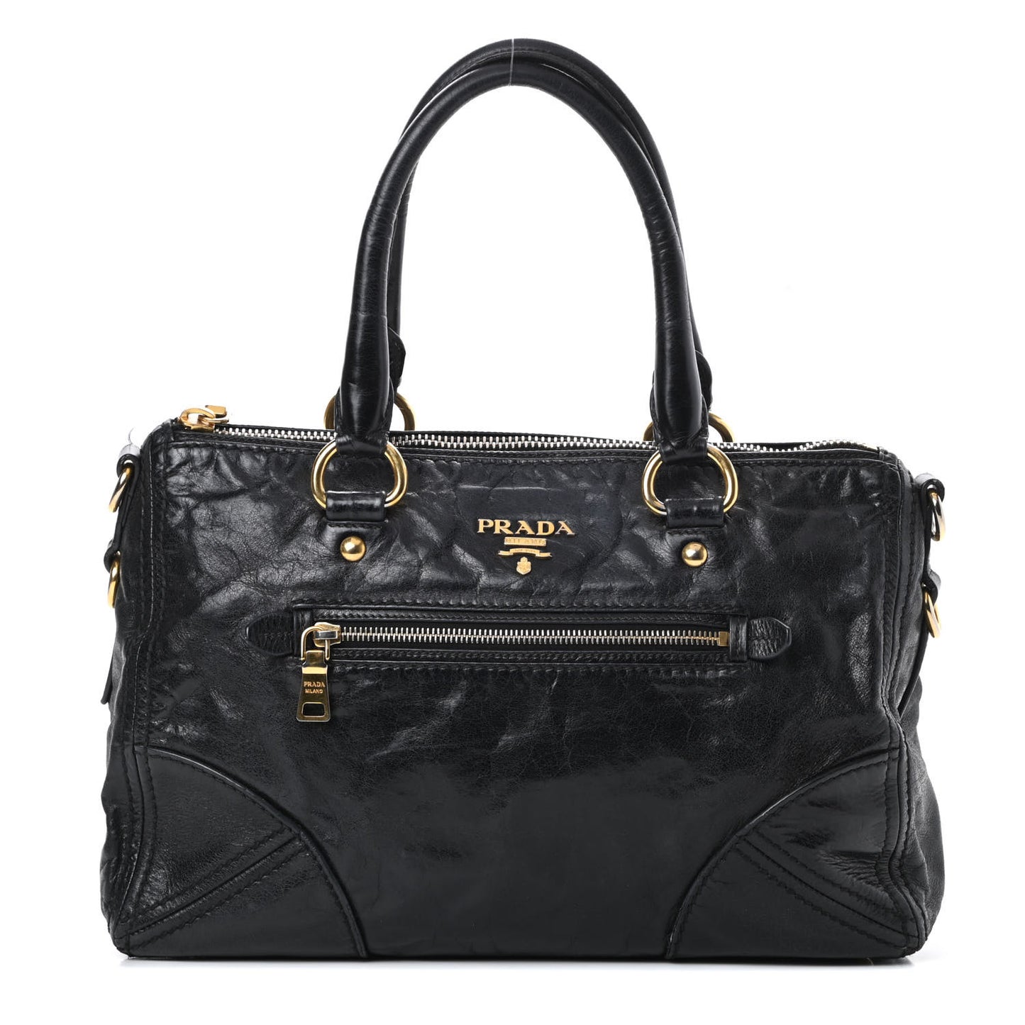 Vitello Shine Shopping Satchel Black