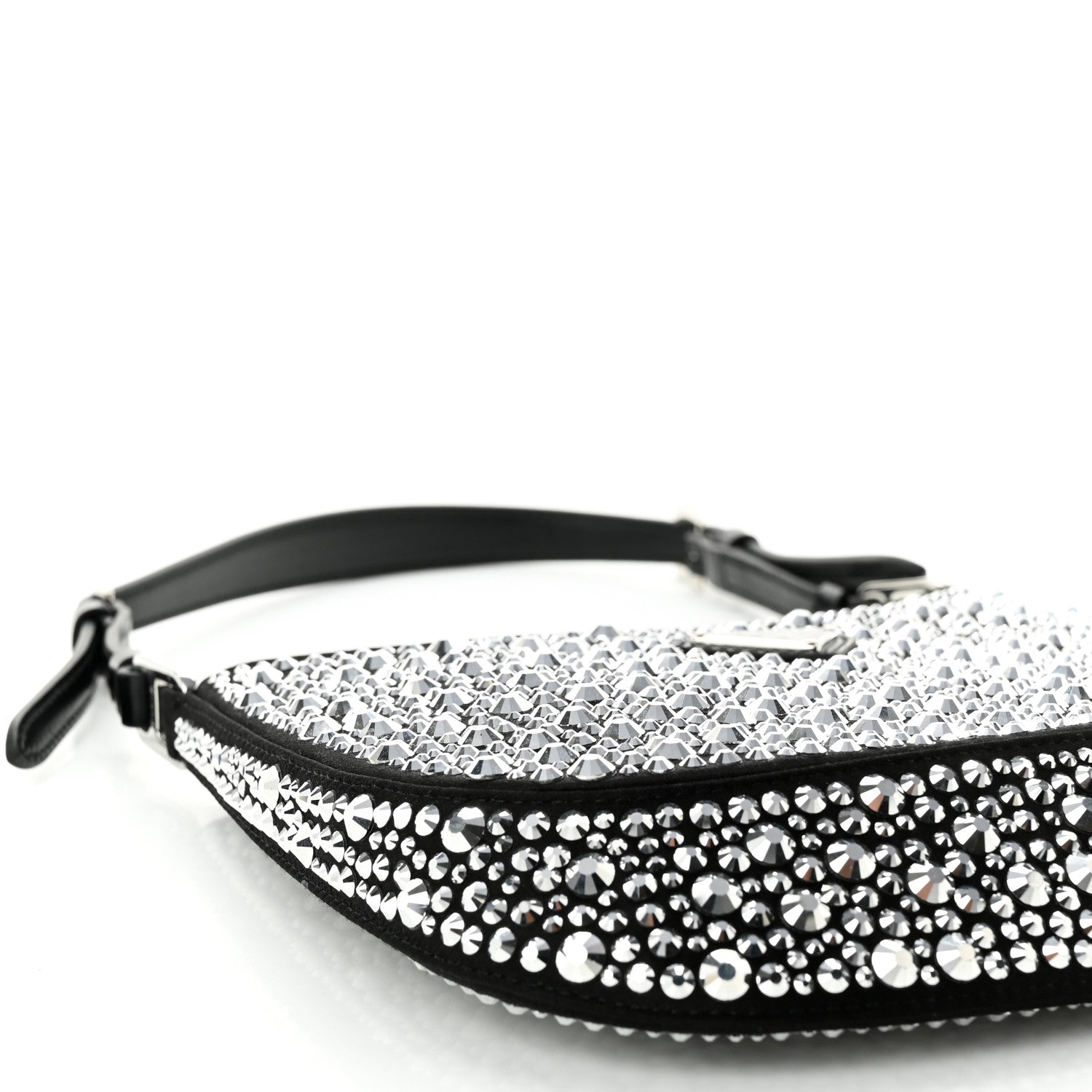 Prada Satin Crystal Cleo Adjustable Strap Shoulder Bag Metal 10 of 10