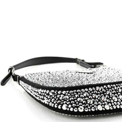 Prada Satin Crystal Cleo Adjustable Strap Shoulder Bag Metal 10 of 10