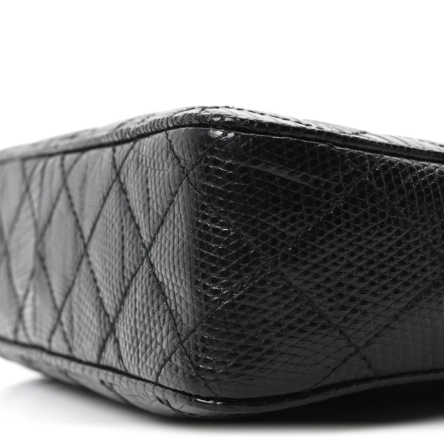 Chanel Lizard Quilted Small Tassel Camera Case Black 1842683