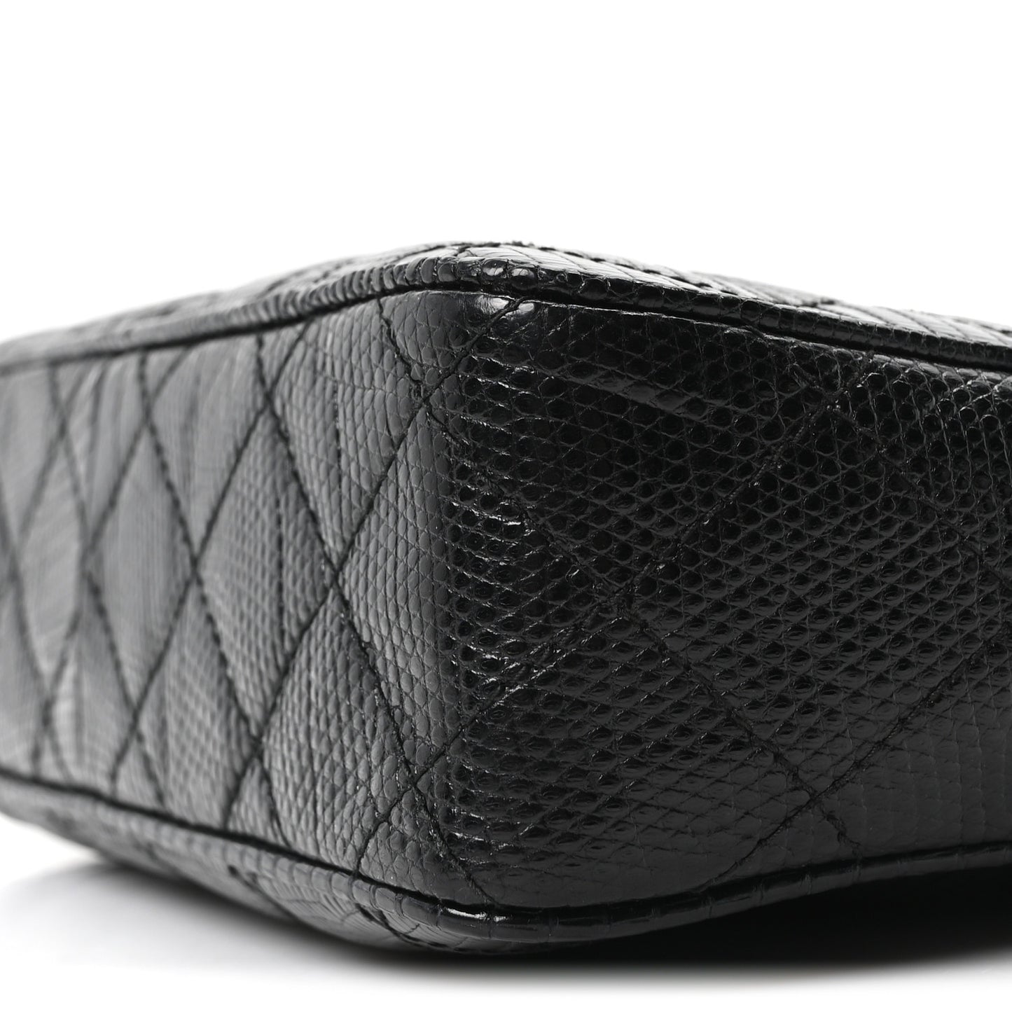 Lizard Quilted Small Tassel Camera Case Black