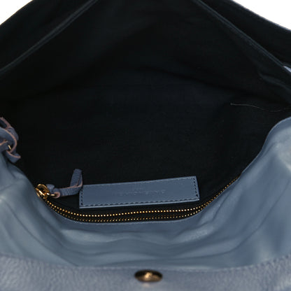 Balenciaga Chevre Gold Metallic Edge Hardware Envelope Clutch Bleu Acier 9 of 11