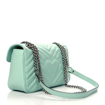 Gucci Calfskin Matelasse Small GG Marmont Shoulder Bag Water Green 3 of 11
