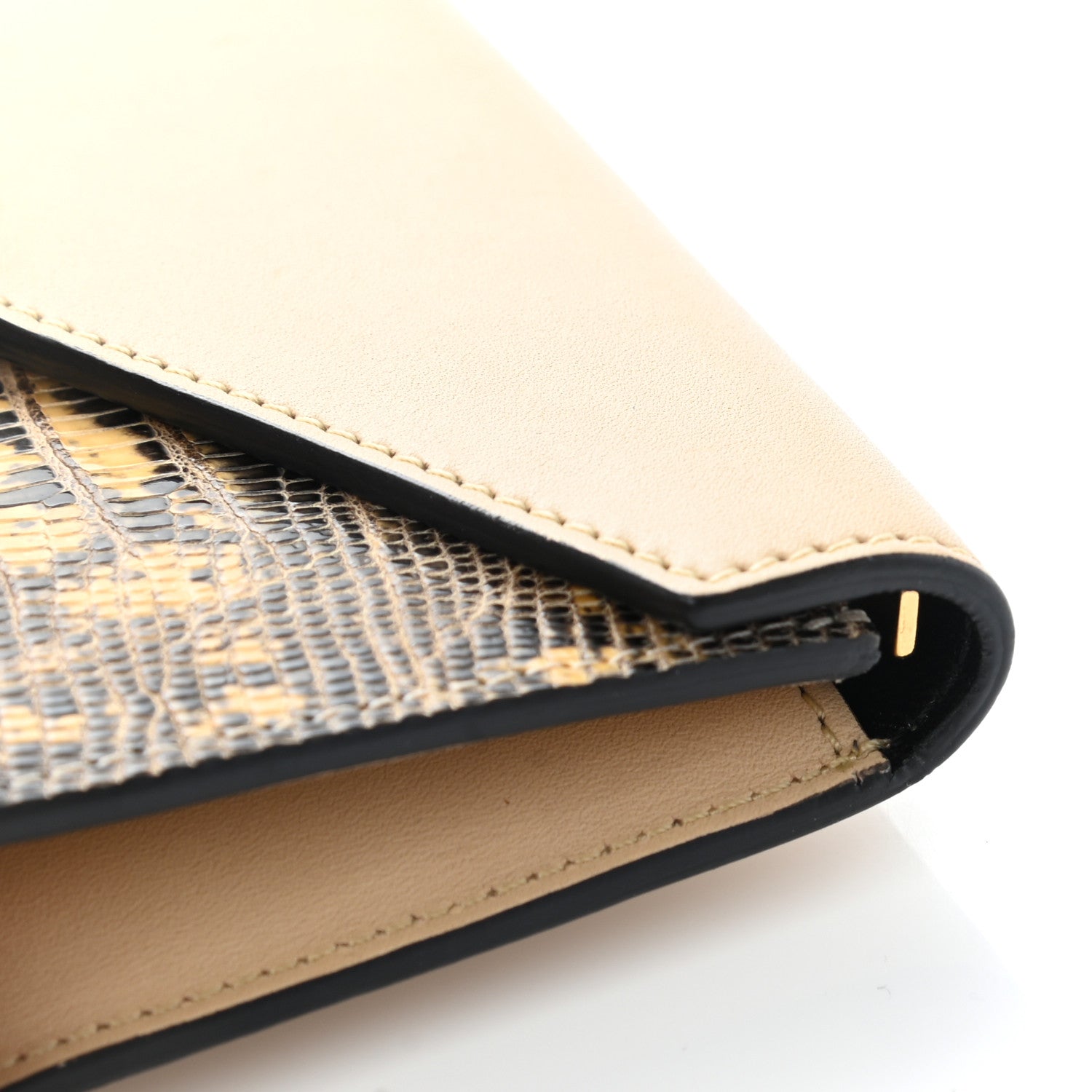 Celine Calfskin Lizard Diamond Compact Multifunction Wallet Beige Black 12 of 14