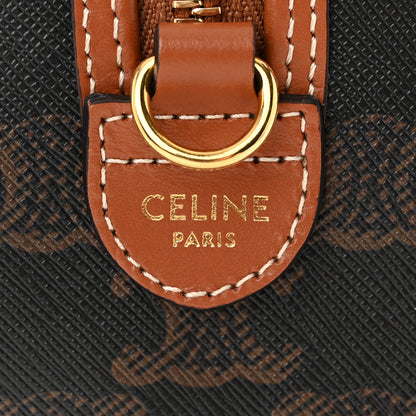 Celine Triomphe Canvas Calfskin Small Boston Bag Tan 6 of 10