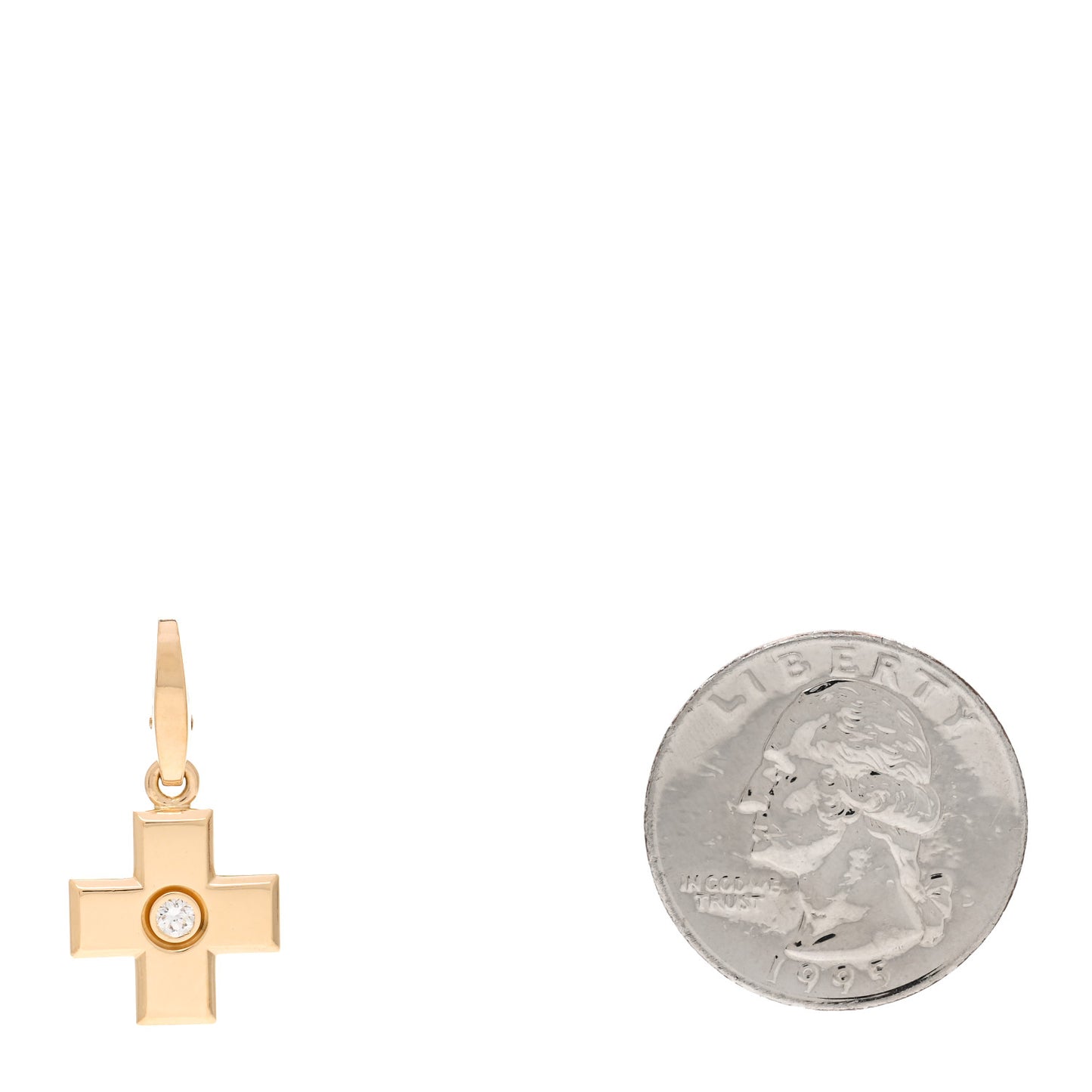 18K Yellow Gold Diamond Cross Charm