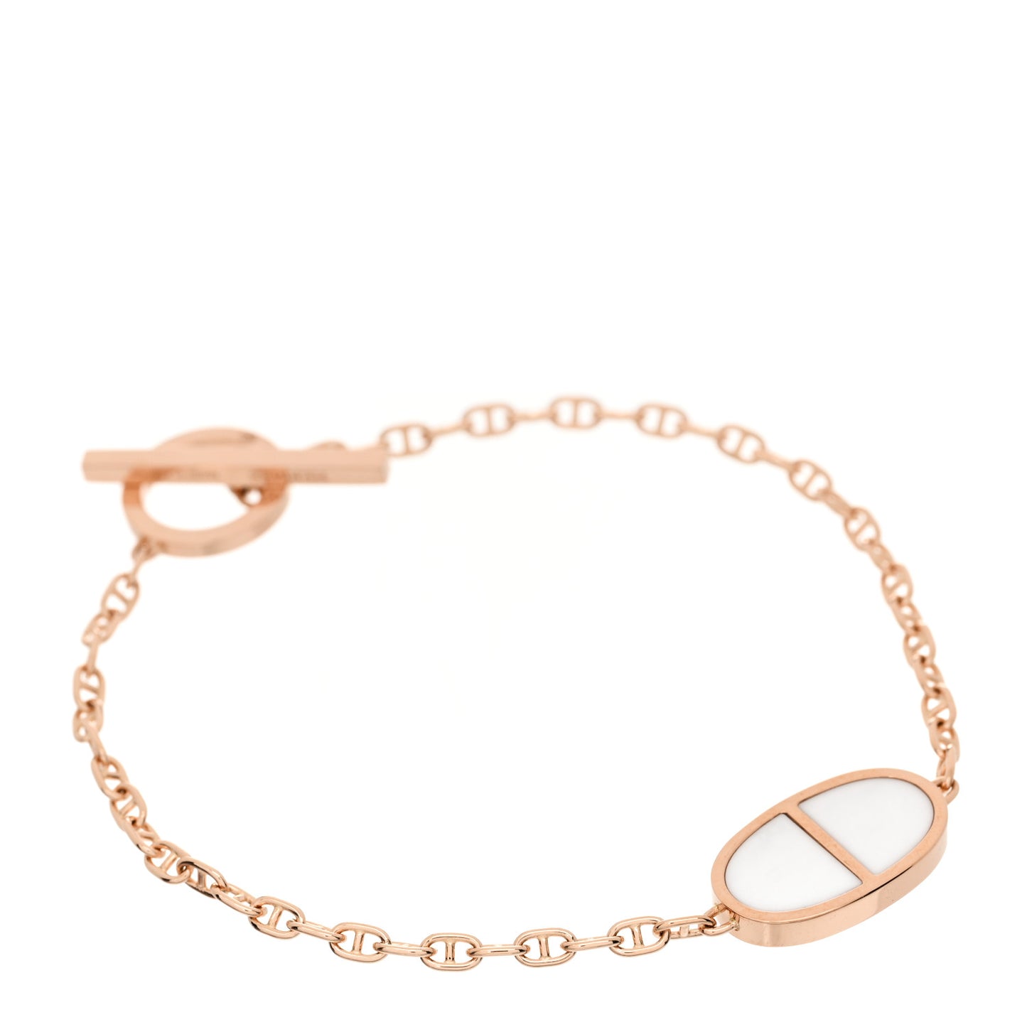 18K Rose Gold White Ceramic Chaine d'Ancre Verso Bracelet SH