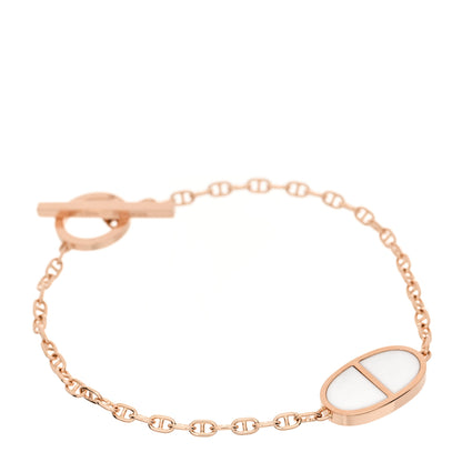 Hermes 18K Rose Gold White Ceramic Chaine d'Ancre Verso Bracelet SH 1 of 4