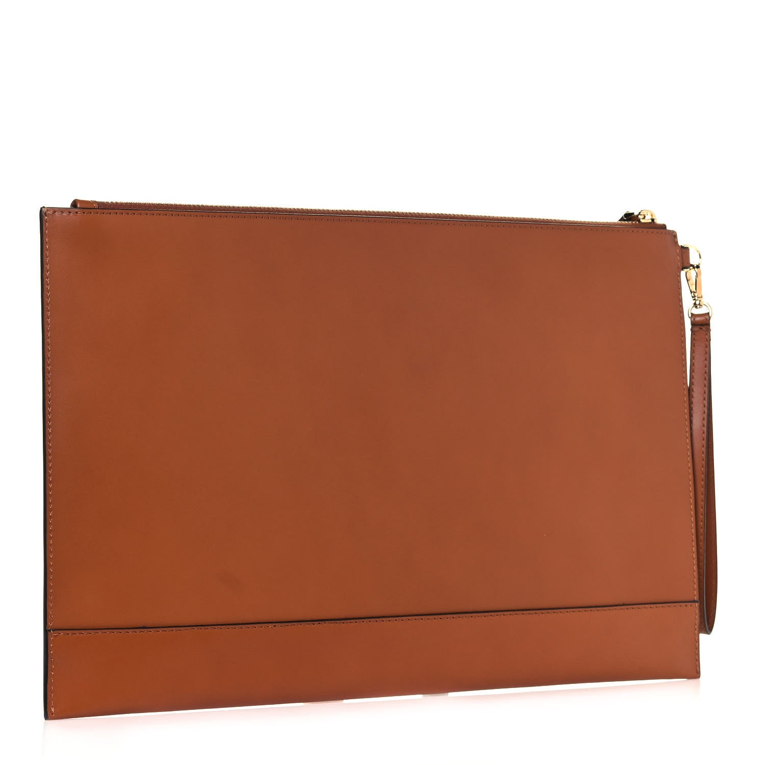 Fendi Vitello King Logo Embossed Large Flat Pouch Cuoio 3 of 12