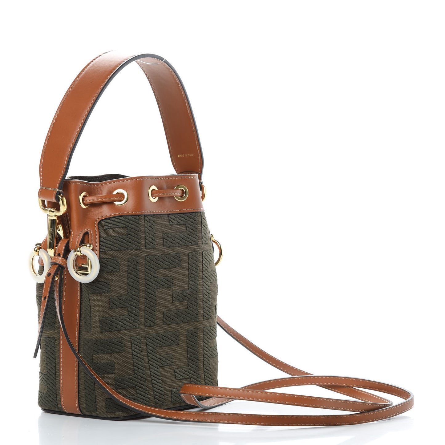 Canvas Vitello King F is Fendi FF Embroidered Mini Mon Tresor Bucket Bag Amazzonia Cuoio