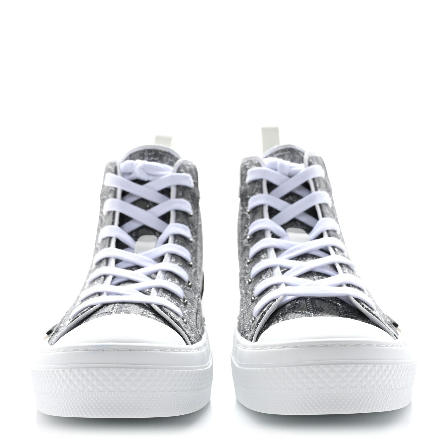 Christian Dior Metallic Oblique Jacquard Mens B23 High Top Sneakers 42 Grey 2 of 9