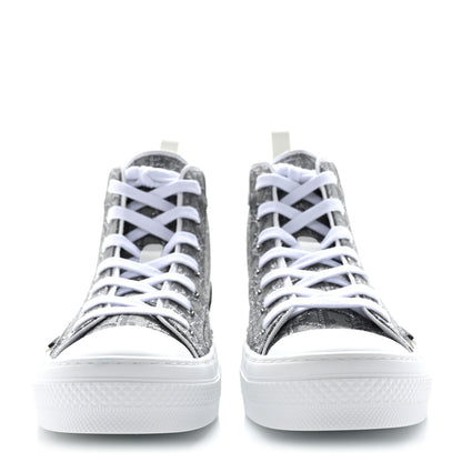 Christian Dior Metallic Oblique Jacquard Mens B23 High Top Sneakers 42 Grey 2 of 9