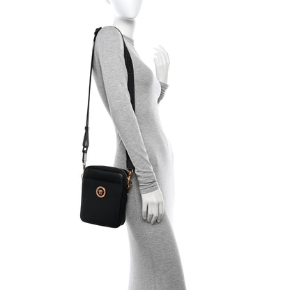 Versace Grained Calfskin Small Medusa Messenger Bag Black 2 of 9