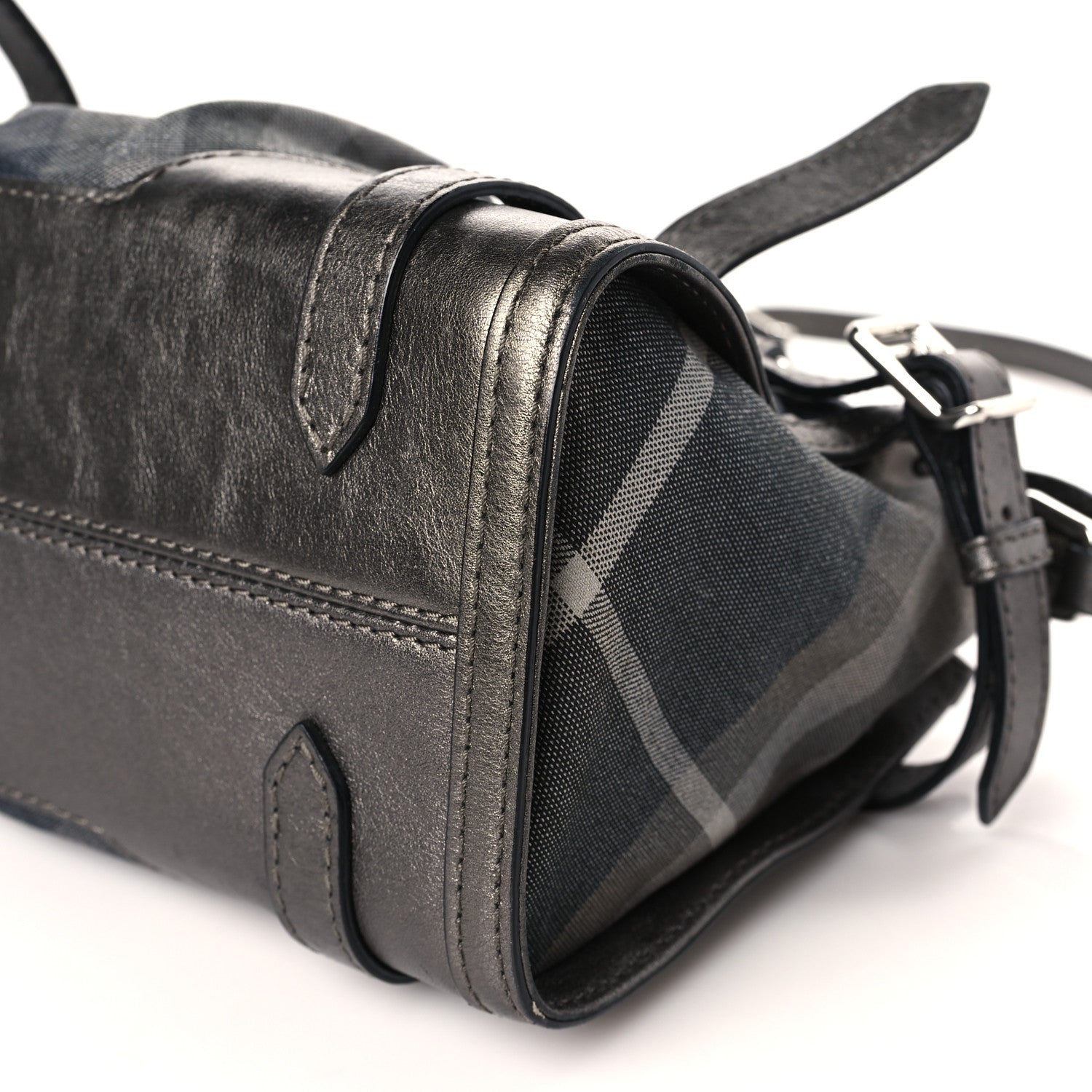 Burberry Shimmer Check Pilgrim Satchel Pewter 8 of 8