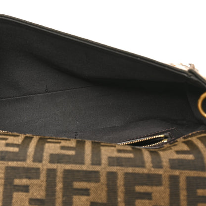 Fendi Fabric Jacquard Paillettes Vitello Seta FF 1974 Baguette Testa di Moro Real Ebano 5 of 10
