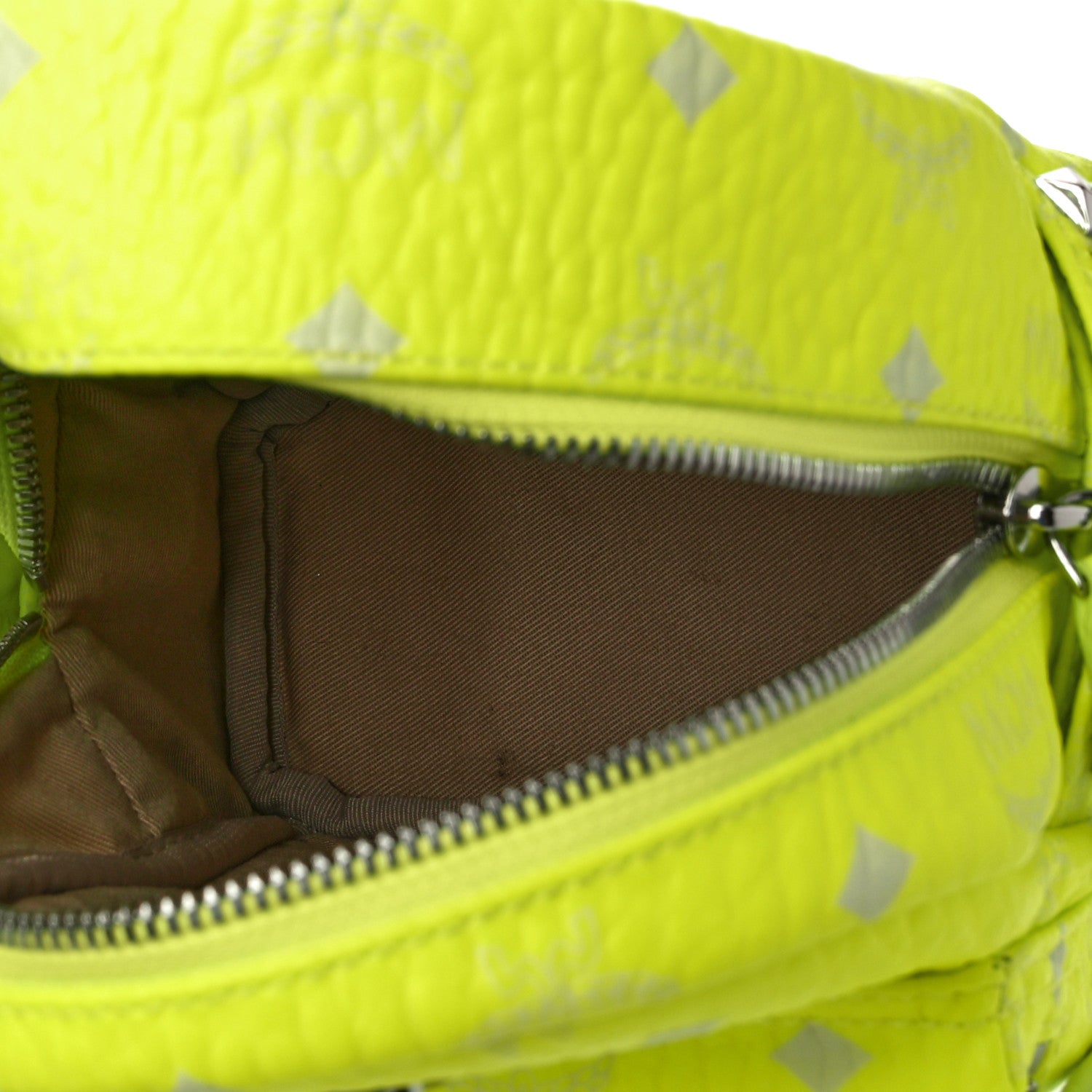 MCM Visetos Side Stud X-Mini Stark Bebe Boo Backpack Neon Yellow 5 of 10