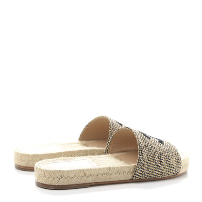 Chanel Metallic Tweed CC Espadrille Slip On Sandals 36 Beige Black 4 of 9