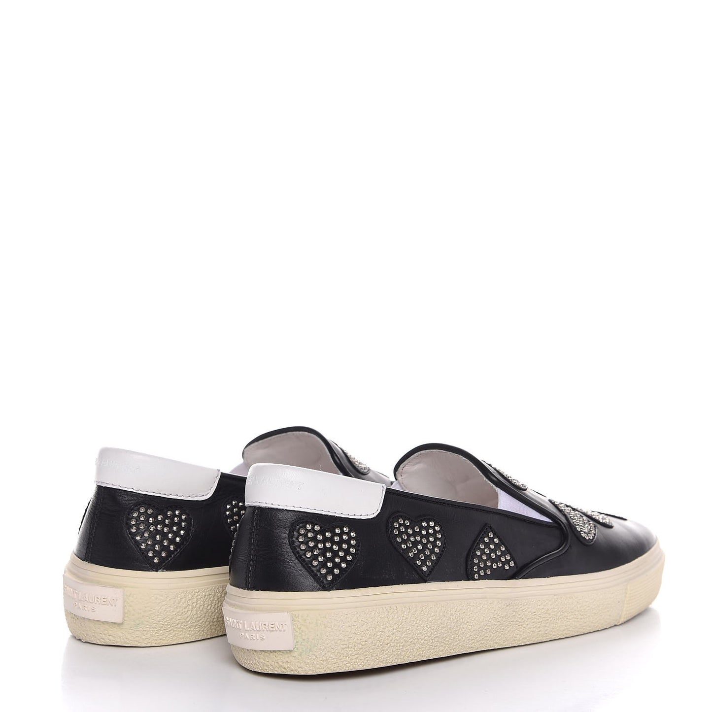Calfskin Heart Studded Skate Sneaker 39 Black