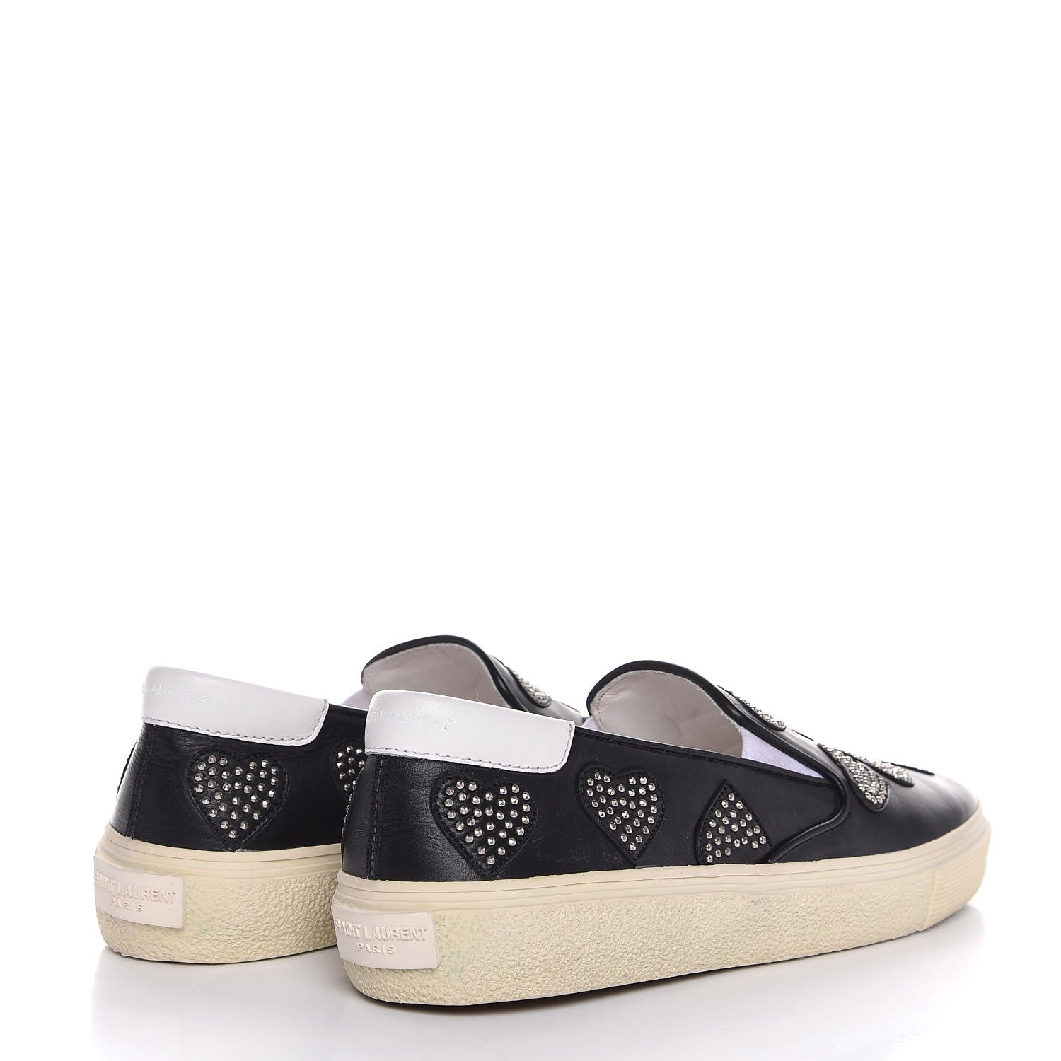 Saint Laurent Calfskin Heart Studded Skate Sneaker 39 Black 4 of 8