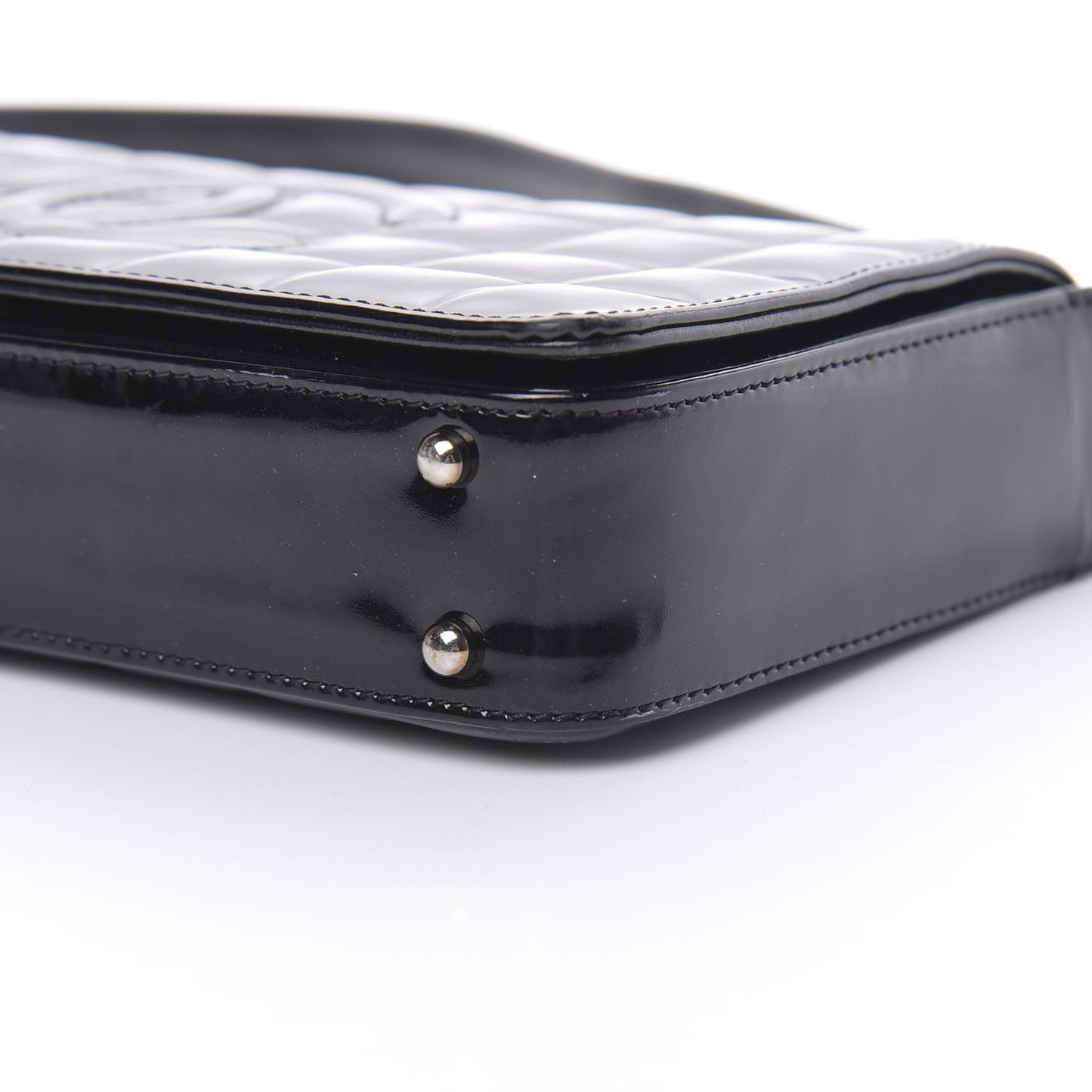 Patent Chocolate Bar Quilted CC Flap Black