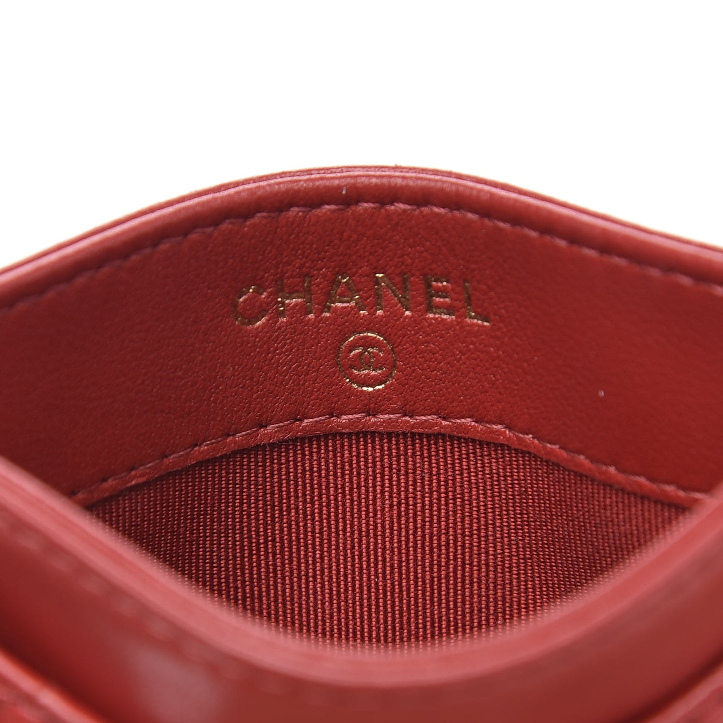 Lambskin Quilted Card Holder Red