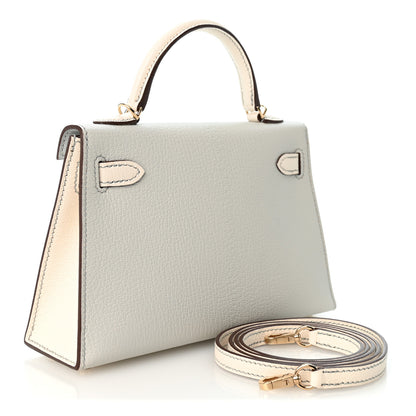 Hermes Chevre Mysore Horseshoe Mini Kelly Sellier 20 Gris Platine Nata 3 of 11