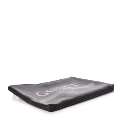 Gucci Pebbled Calfskin Large Logo Portfolio Clutch Black 4 of 6