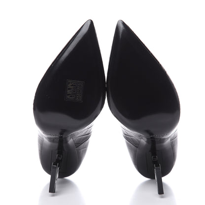 Saint Laurent Calfskin Crocodile Embossed Opyum Pumps 38 Black 5 of 9
