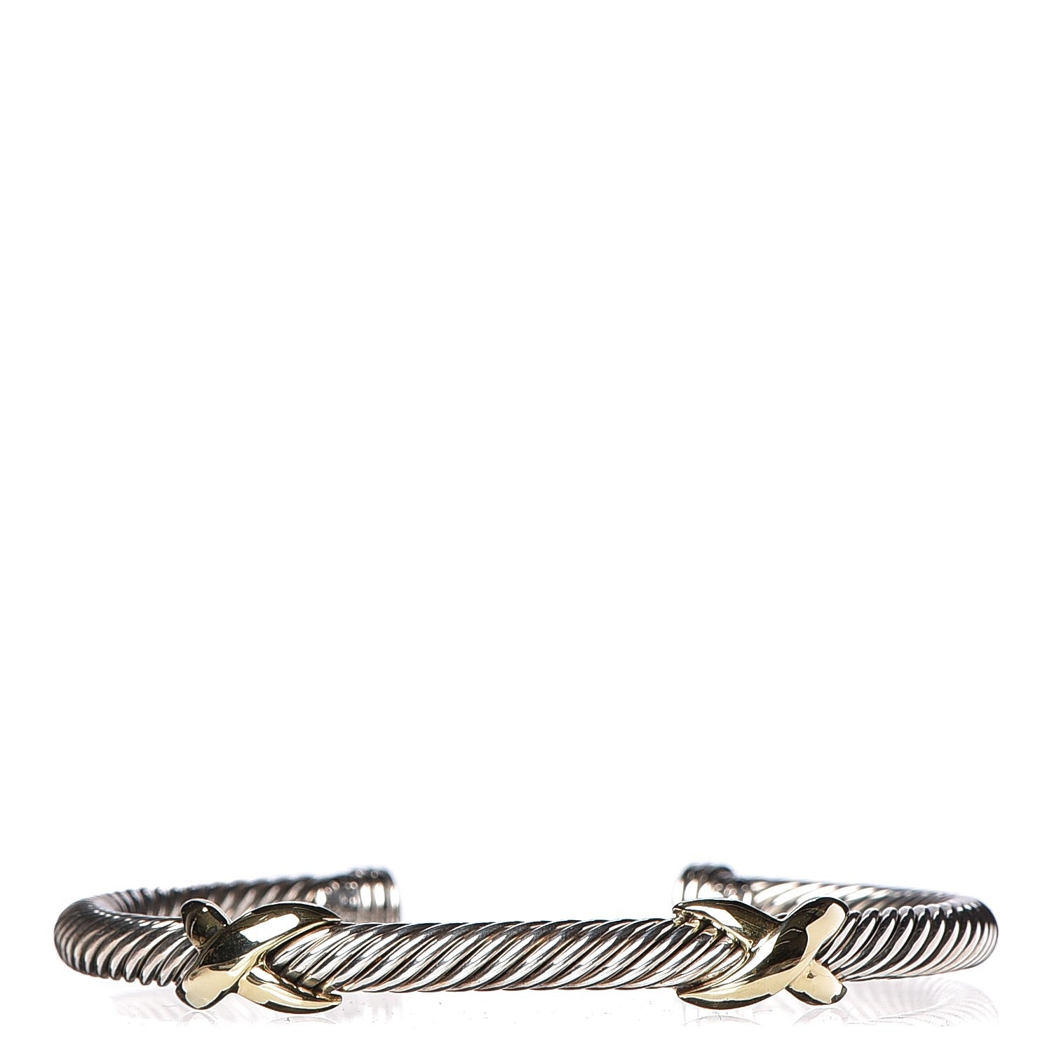 David Yurman Sterling Silver 14K Yellow Gold 5mm Double X Cable Bracelet 1 of 4