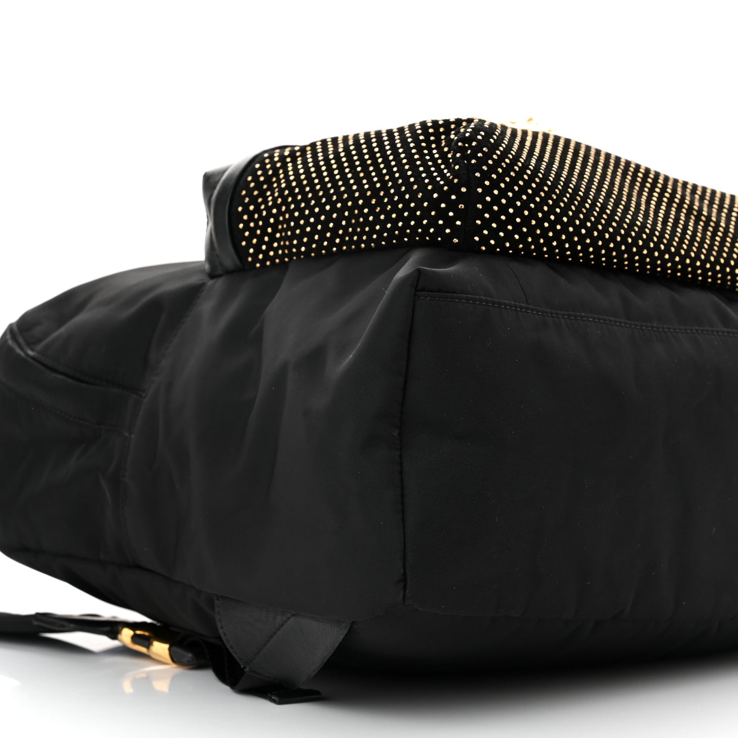 Nylon Goatskin Studded Palazzo Medusa Backpack Black